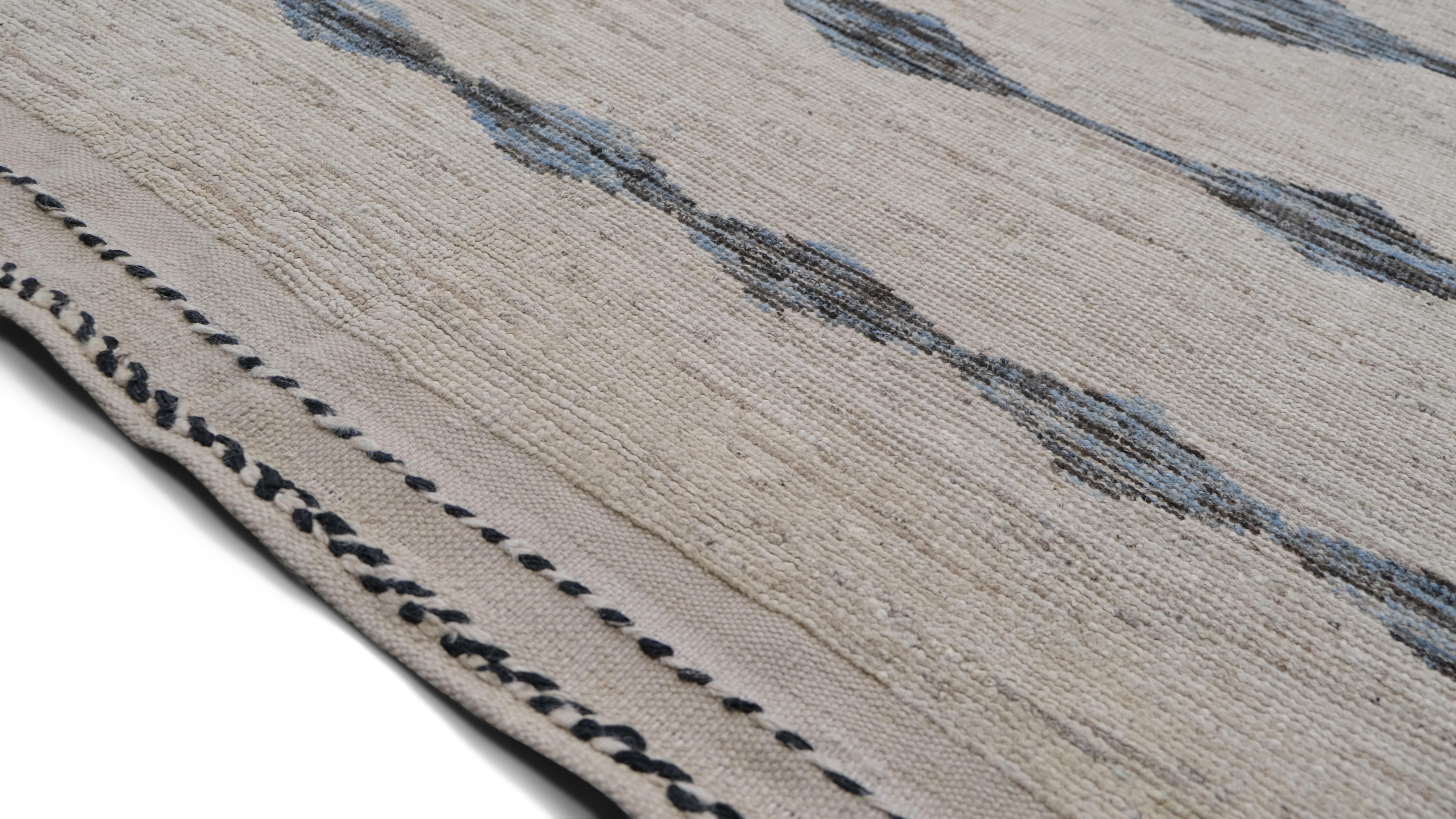 Modern Braun Blau Elfenbein Handgeknüpfter Wollteppich 20'3''x26'2'' (21. Jahrhundert und zeitgenössisch) im Angebot