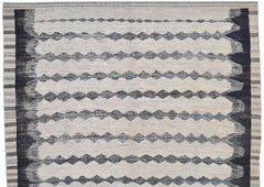 Modern Brown Blue Ivory Hand Knotted Wool Rug 20'3''x26'2''