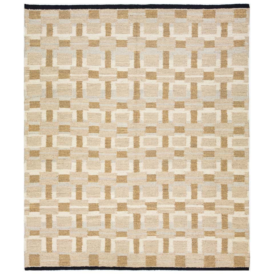 Rug and Kilim’s Modern Custom Rug Sample in Brown and Gold Geometric ...