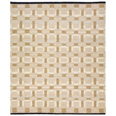 The Modernity Brown Dhurrie Wool Rug Handmade With Geometric Design (Tapis de laine dhurrie moderne, marron, fait à la main avec un design géométrique)