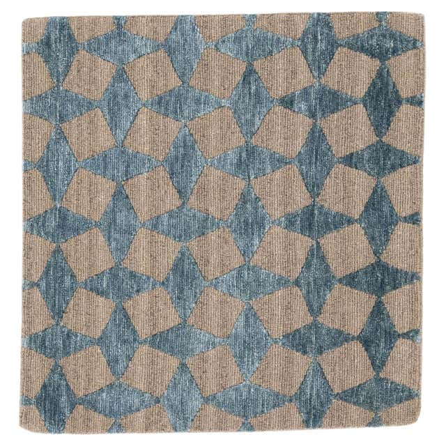 Modern Handmade Geometric Custom Beige Wool Rug For Sale at 1stDibs