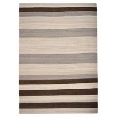 The Moderns Kilim en laine tissée à la main Brown, Ivory, and Gray 14'2''x20'