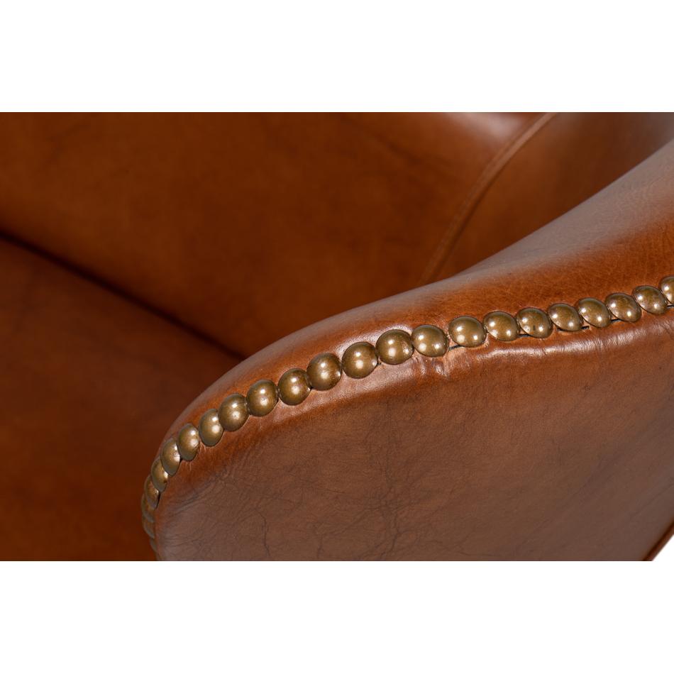 Silla de escritorio moderna de piel marrón en venta 3