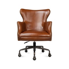 Modern Brown Leather Desk Chair