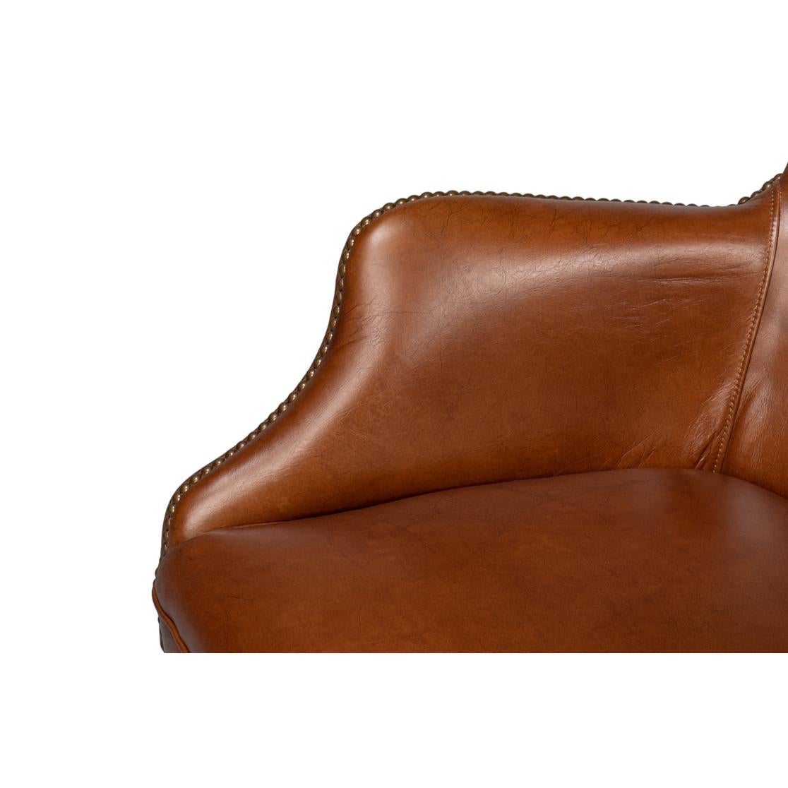 XXIe siècle et contemporain Chaise de bureau moderne en cuir marron en vente