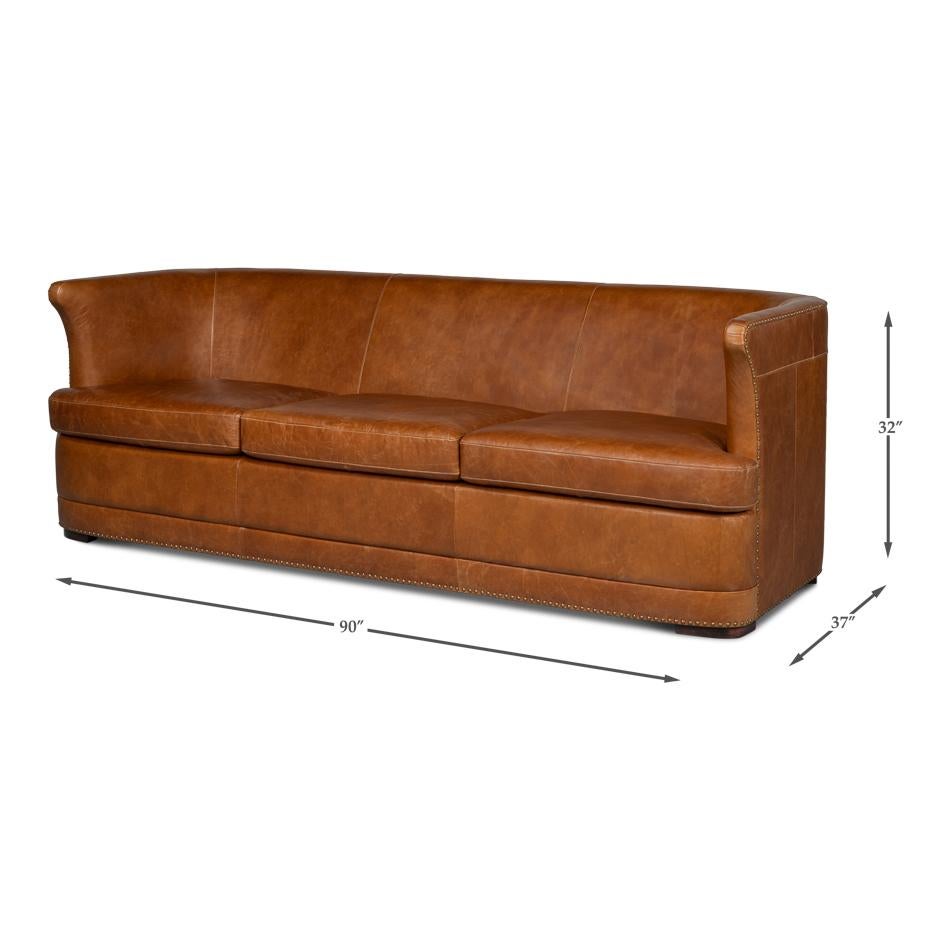 Modern Brown Leather Sofa For Sale 4