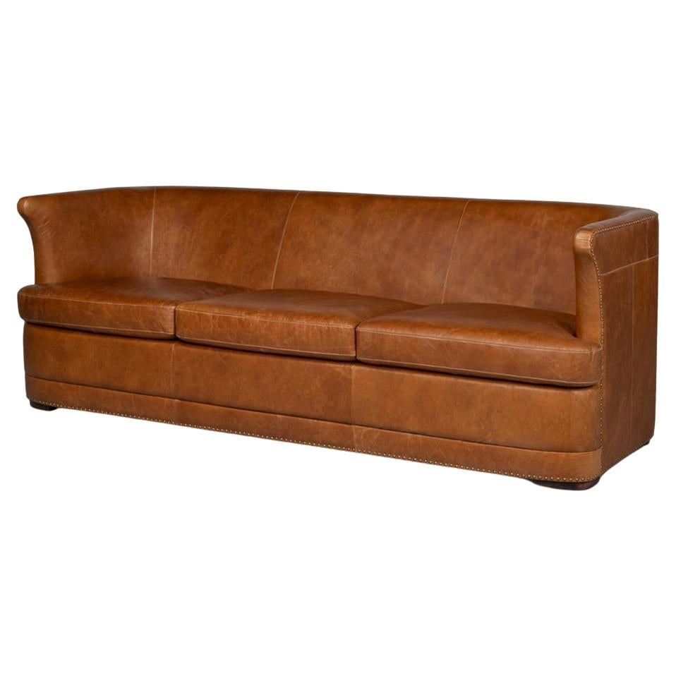 Modern Brown Leather Sofa For Sale