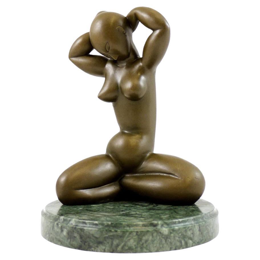 Modern Brown Patinated Bronze Caryatid Sculpture For Sale