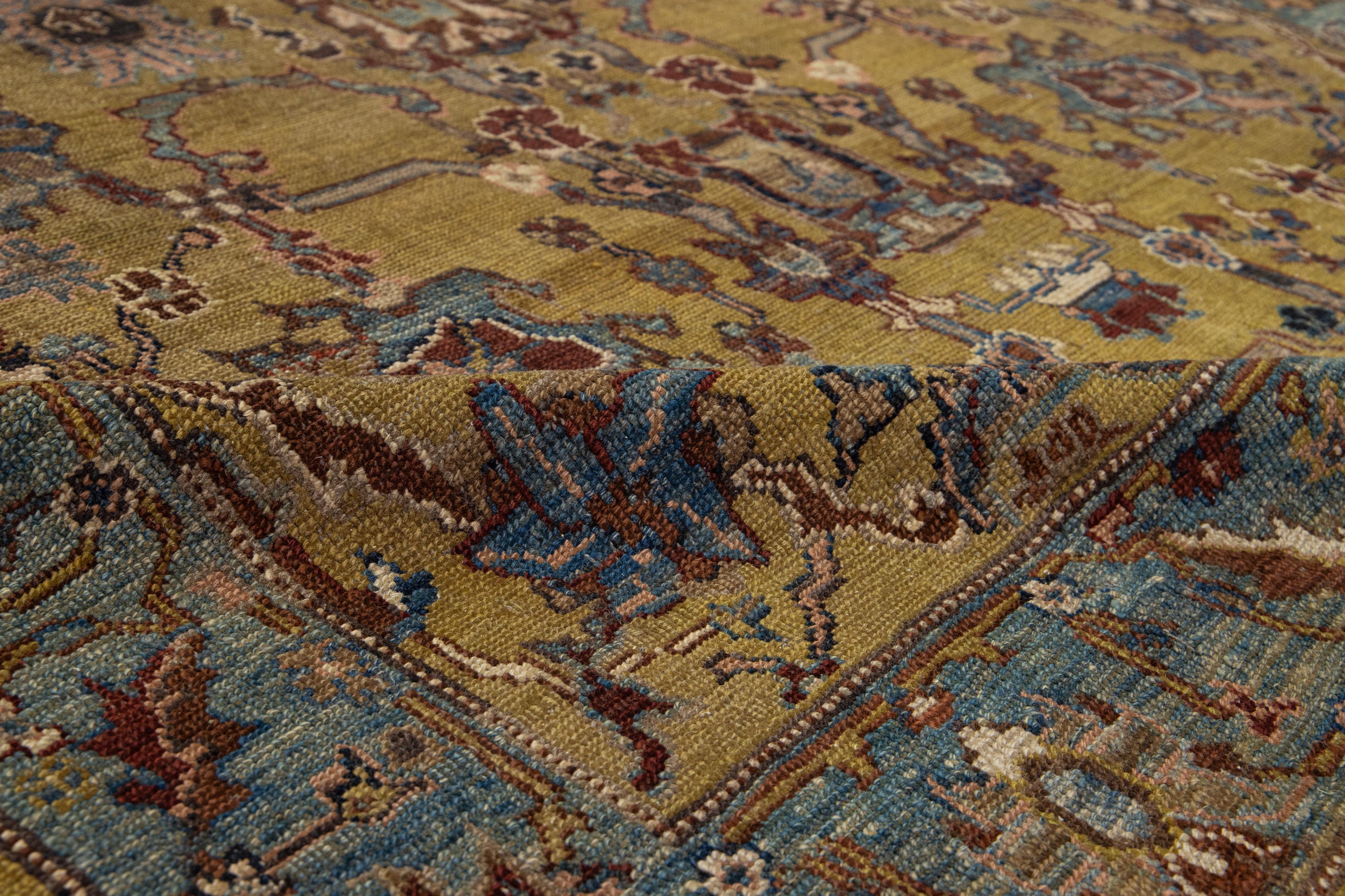 Modern Brown Revival Handmade Wool Rug with Floral Motif For Sale 3