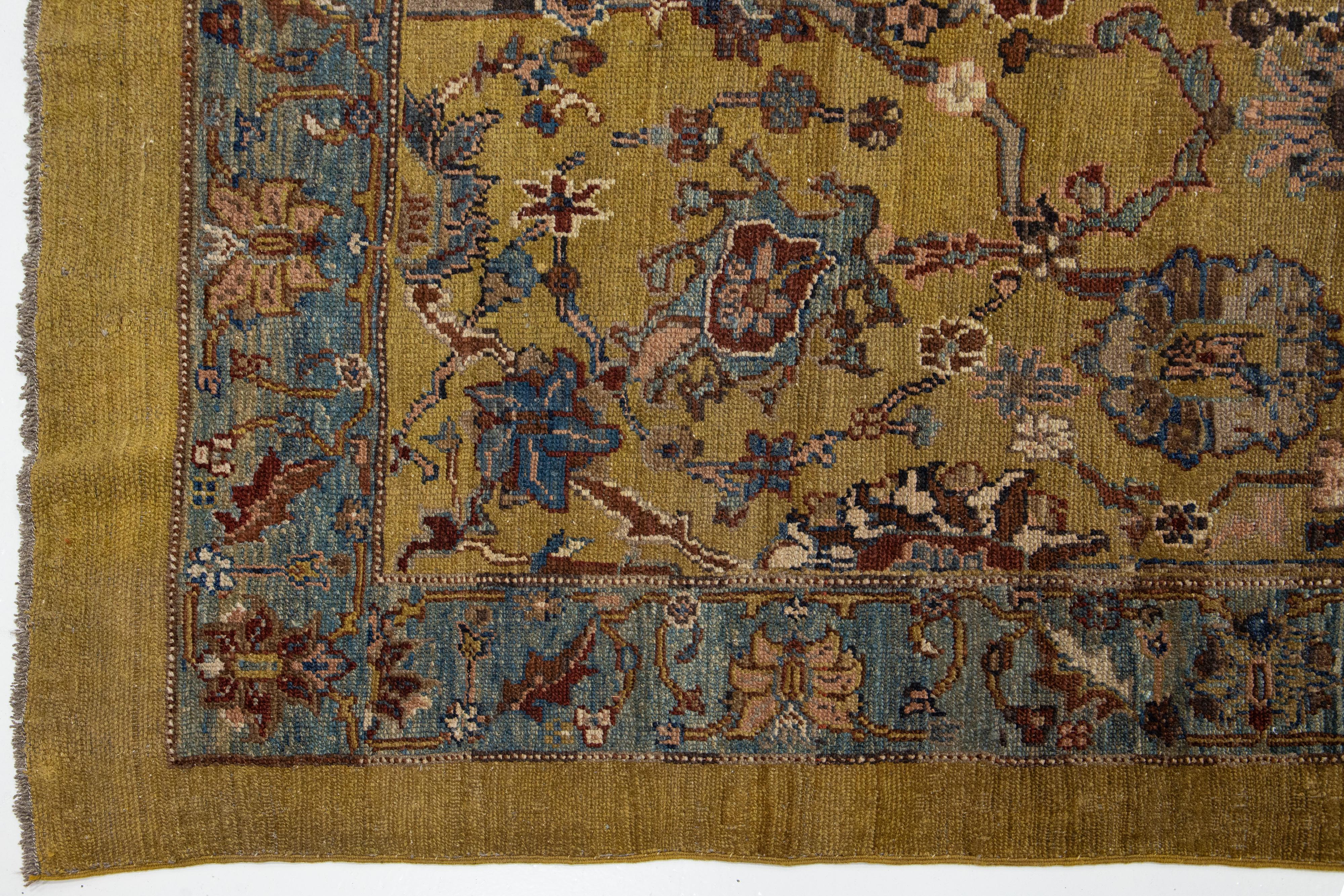 Modern Brown Revival Handmade Wool Rug with Floral Motif For Sale 4
