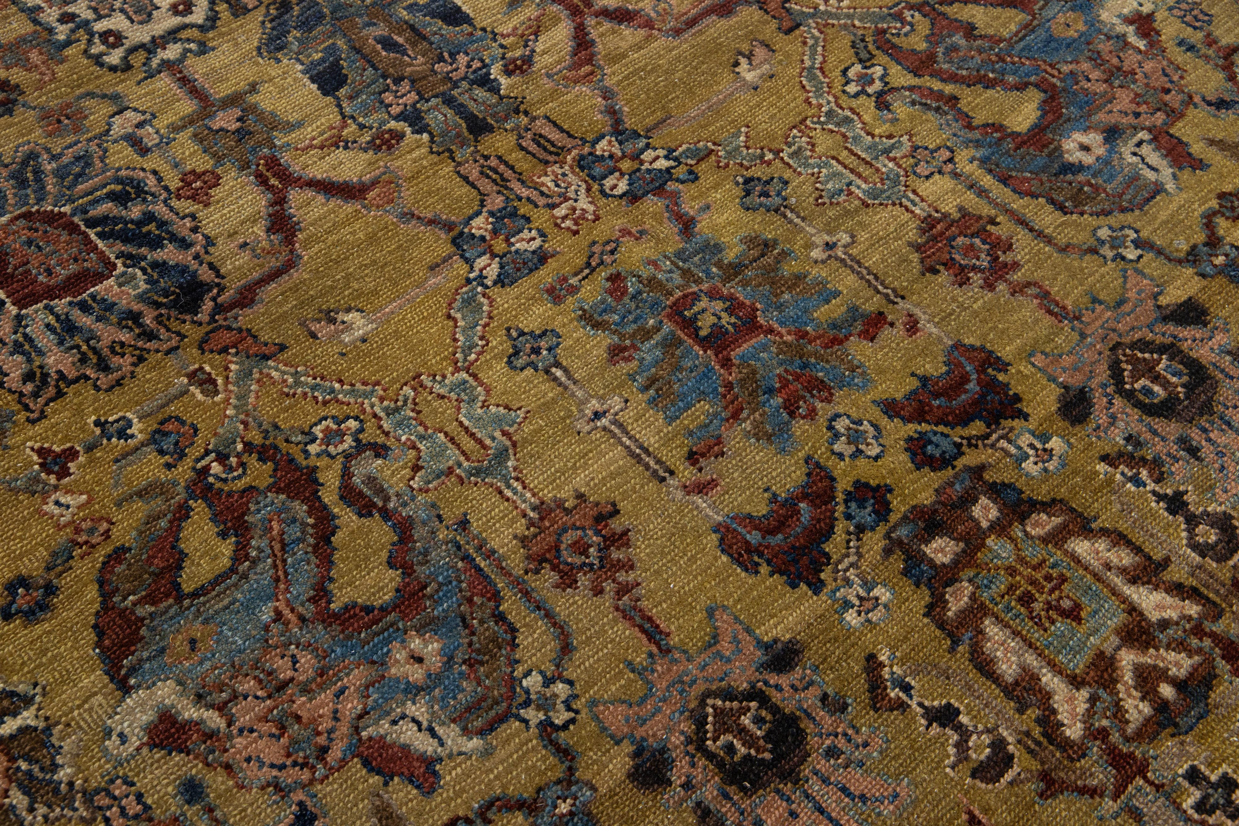 Modern Brown Revival Handmade Wool Rug with Floral Motif For Sale 6