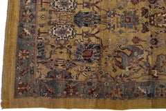 Moderner brauner handgefertigter Wollteppich mit Blumenmotiv