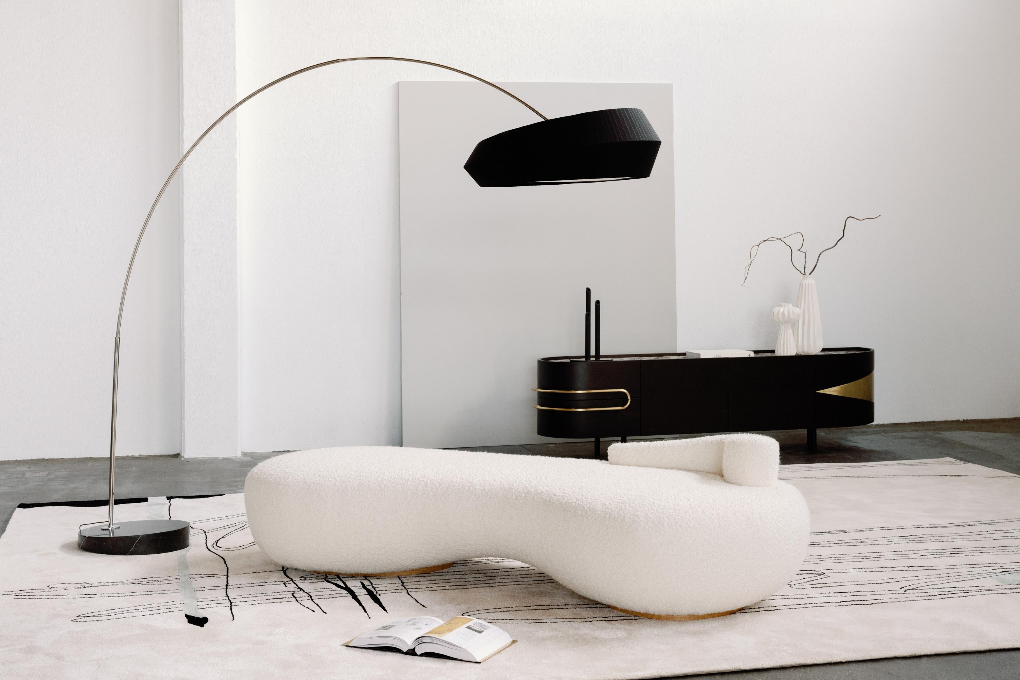 Modern Brown Sublime Arc Floor Lamp, Marble, Handmade in Portugal by Greenapple For Sale 2