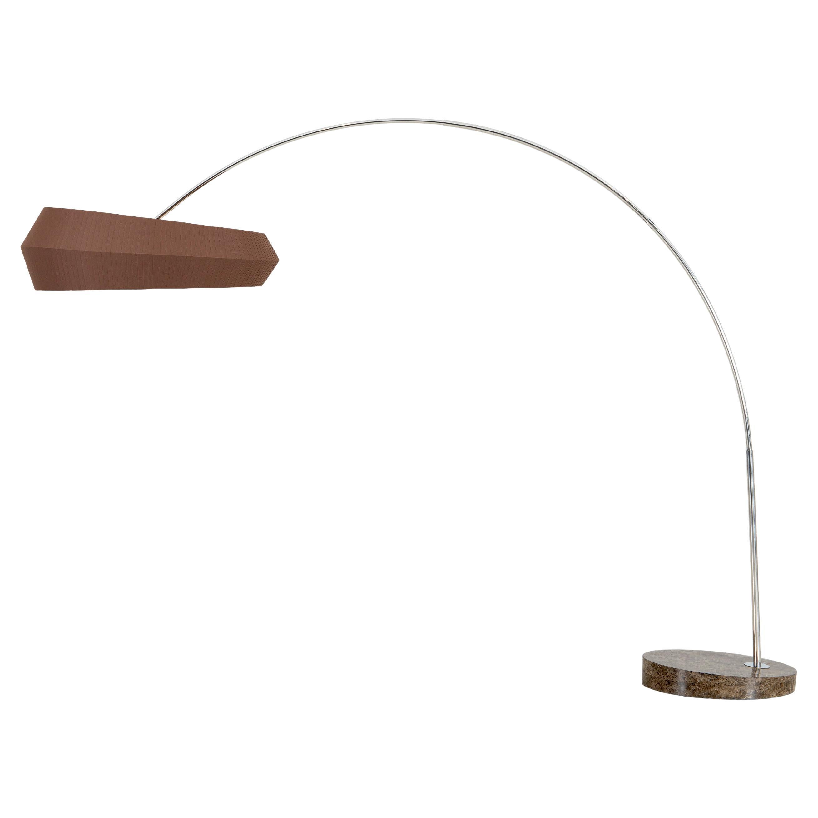 Modern Brown Sublime Arc Floor Lamp, Marble, Handmade in Portugal by Greenapple For Sale