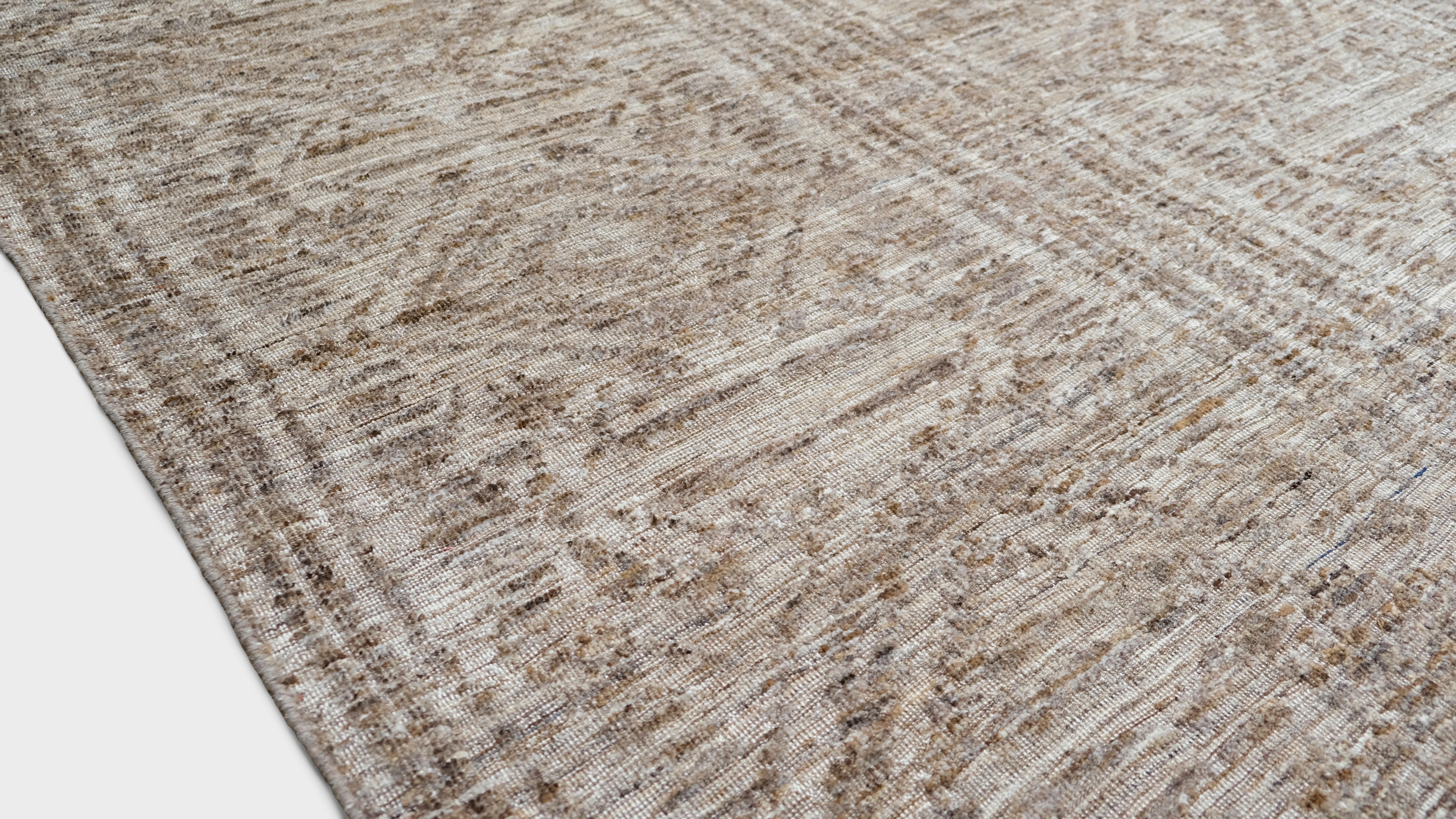 Modern Brown Tribal Geometric Designed Wool Rug 9'2''x12' In New Condition For Sale In Torrance, CA
