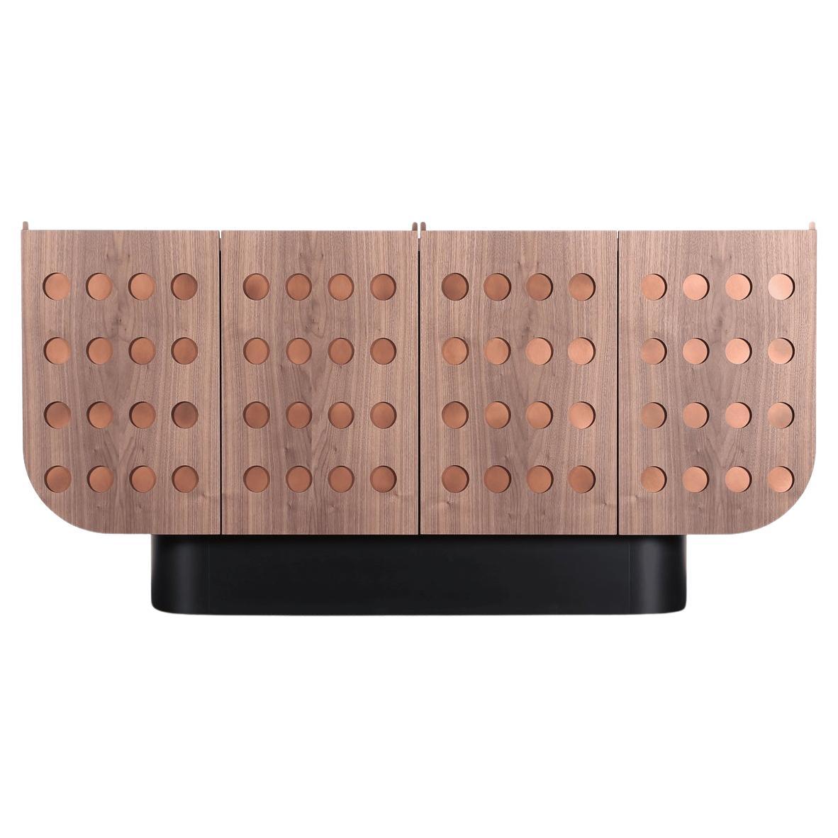Cabinet moderne en bois brun, noyer et bronze en vente