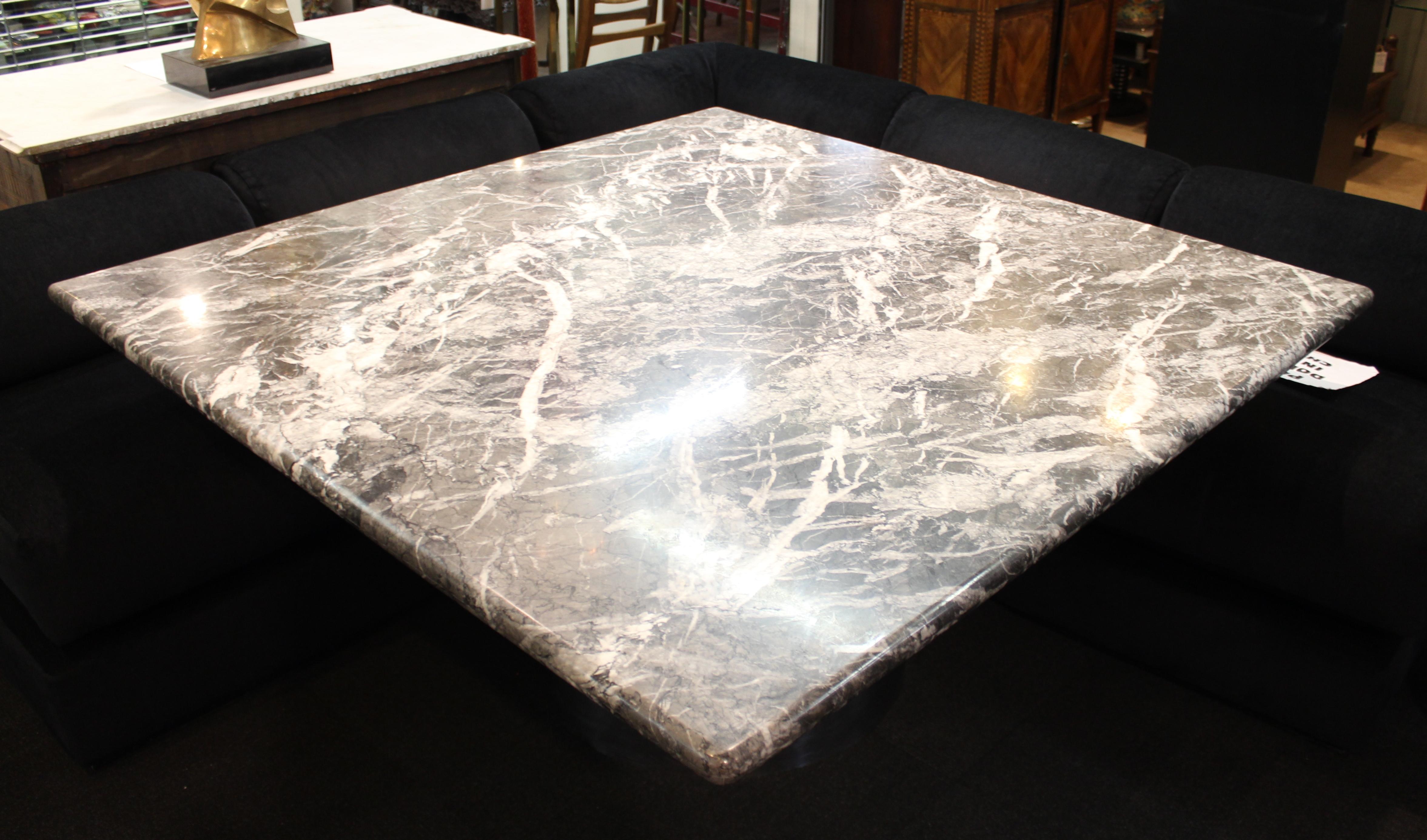Modern Brueton Style Dining Table With Square Veined Marble Top 5