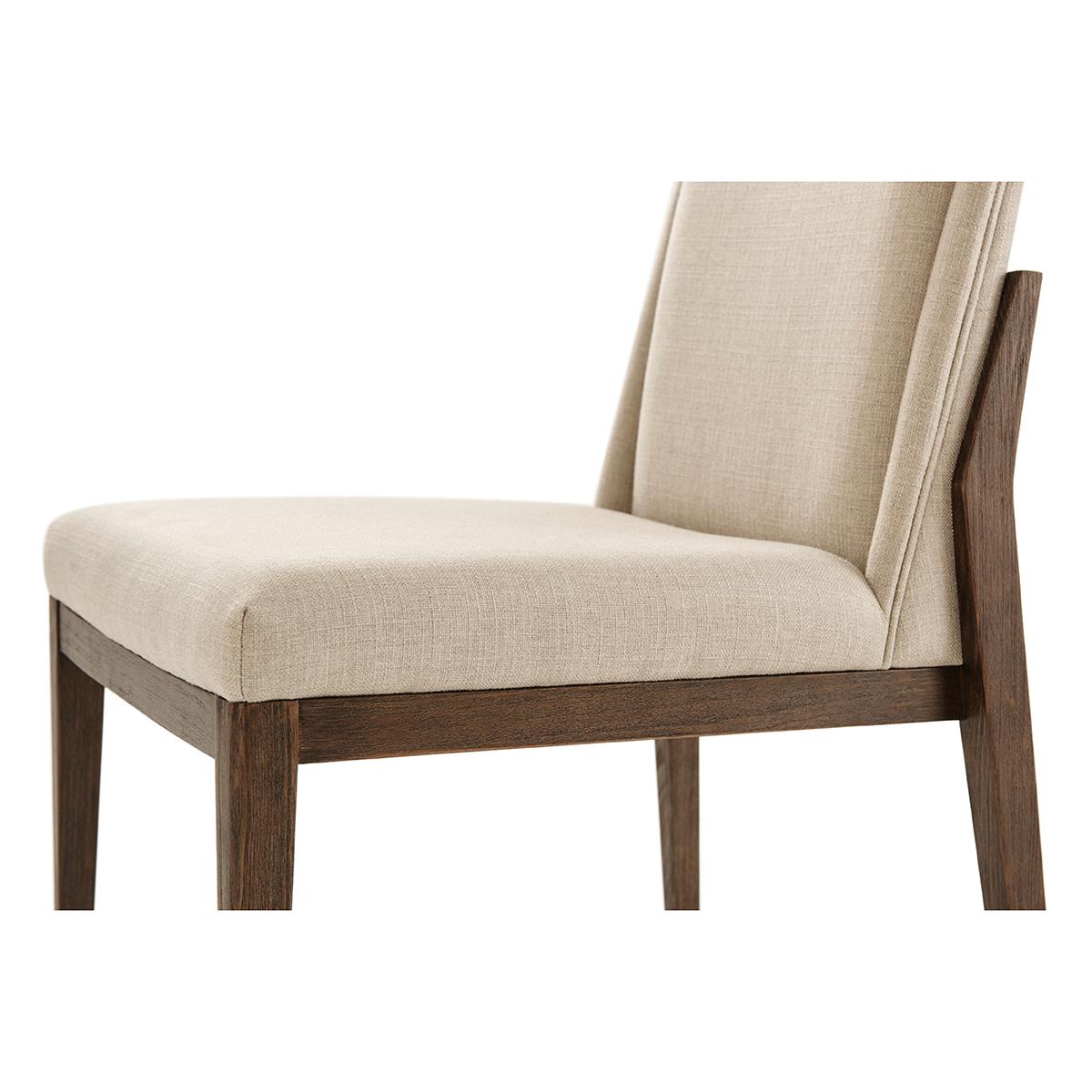 Contemporary Modern Brushed Beech Dining Chair For Sale
