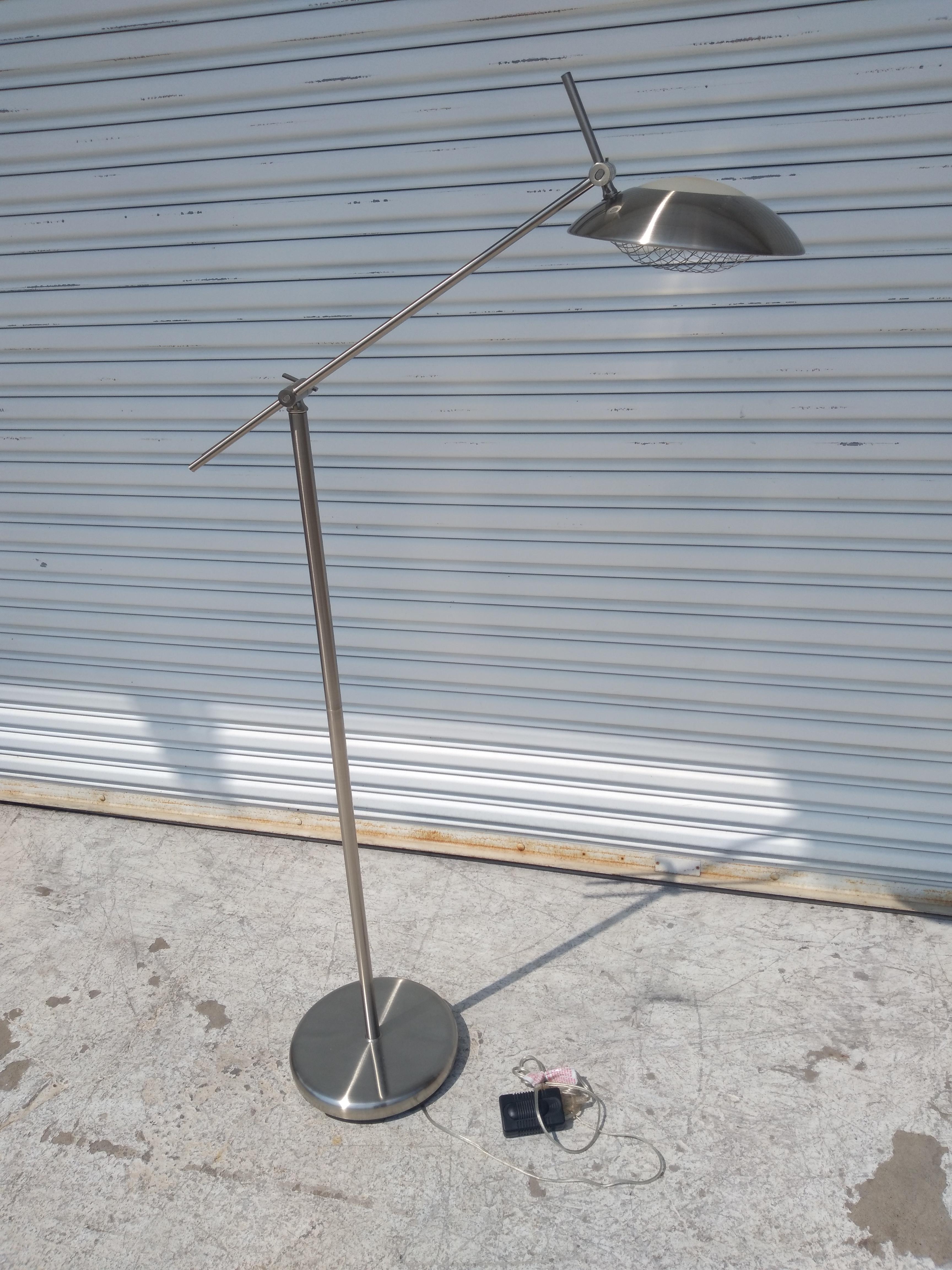 Modern Brushed Nickel Adjustable Floor Lamp For Sale 1