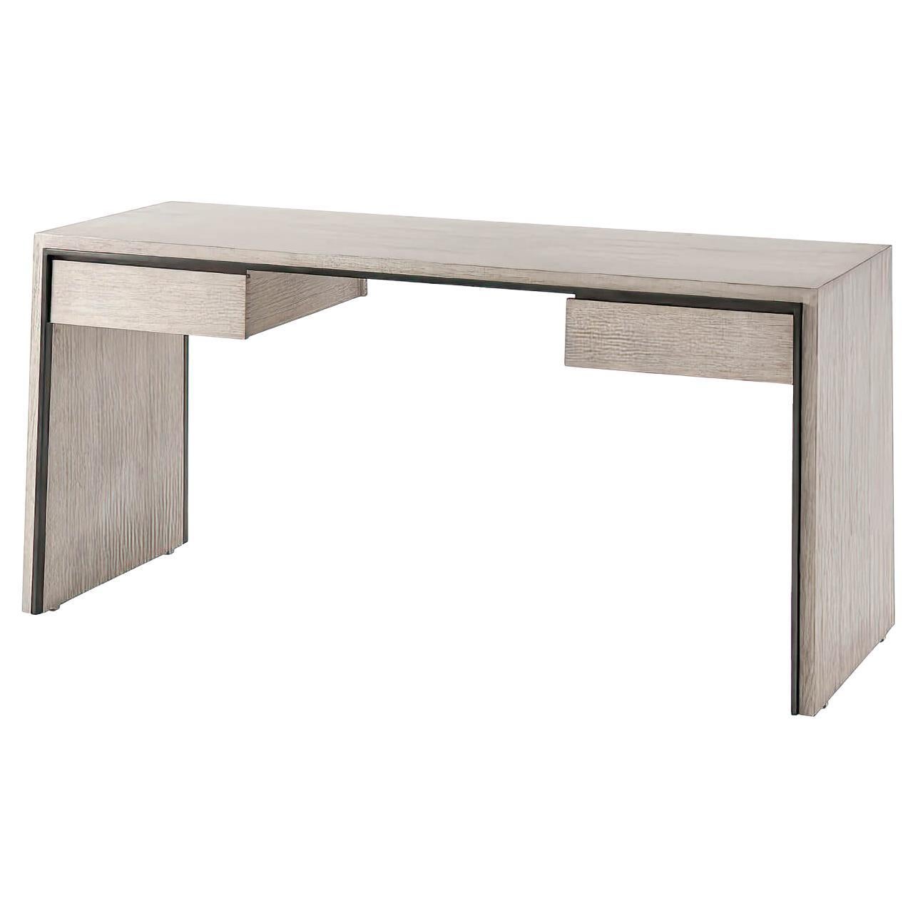Modern Brushed Oak Writing Table For Sale