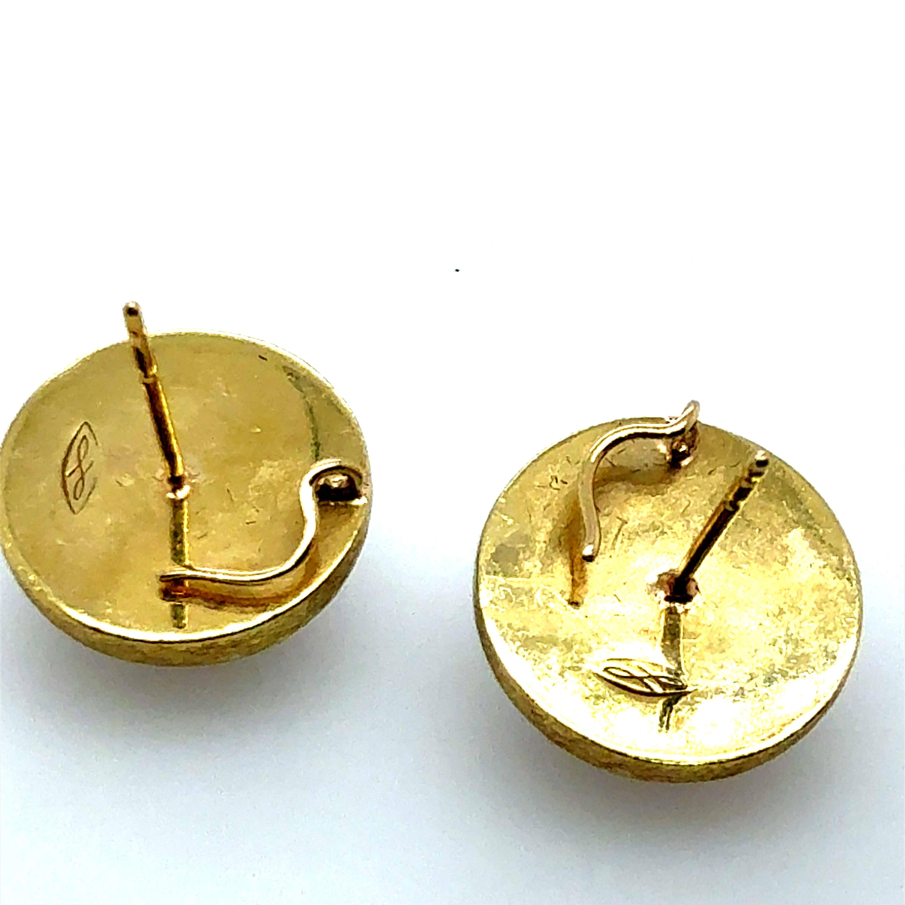 Rose Cut Modern Brushed Yellow Gold Rose-Cut Labradorite Statement Earrings For Sale