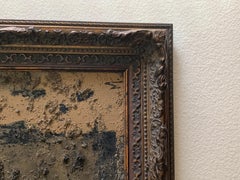 Modern Brutalist Abstract Framed Painting in Black & Brown by Artist Machado