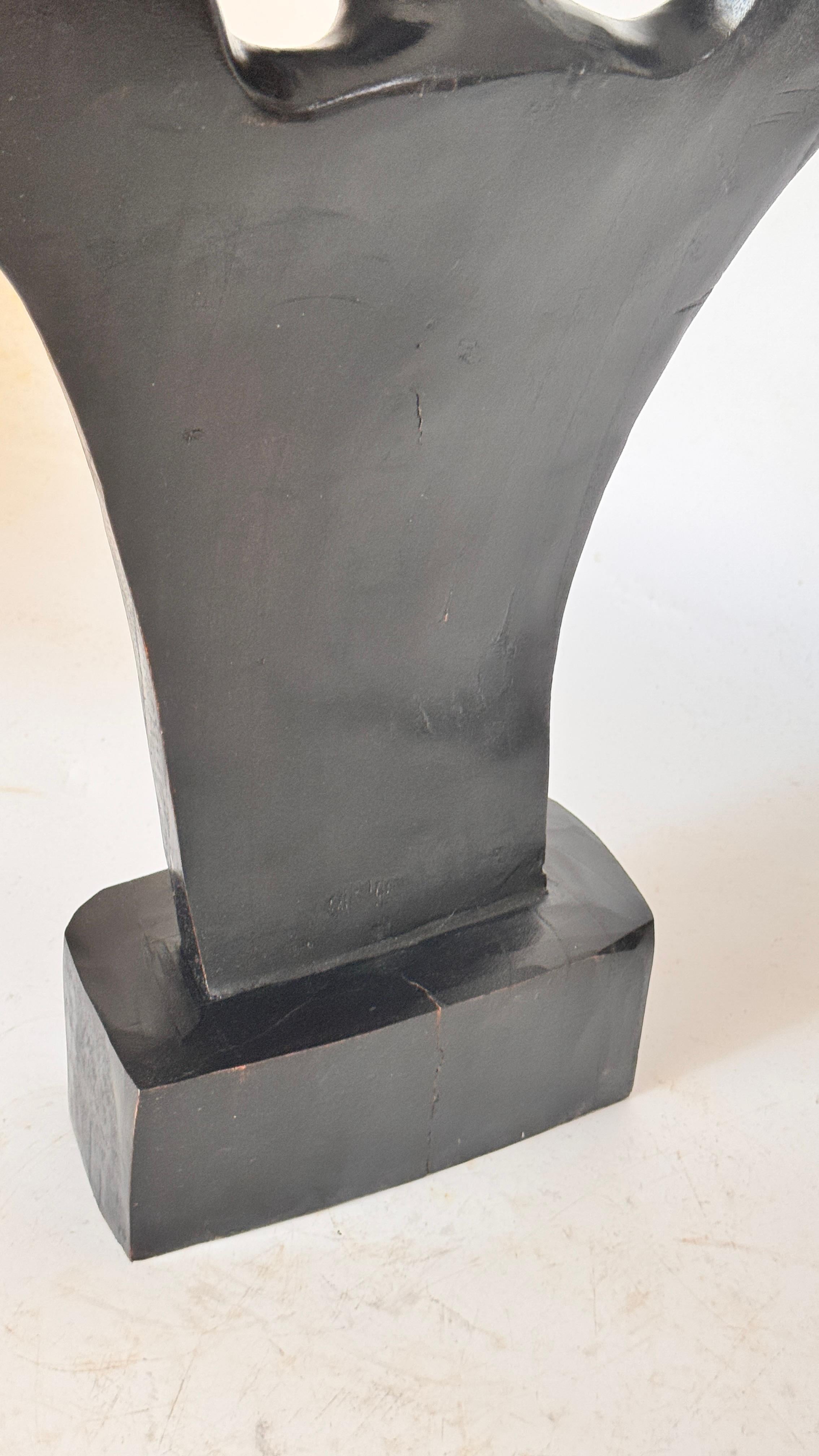 Scultura africana moderna brutalista in legno - Busto femminile in vendita 4