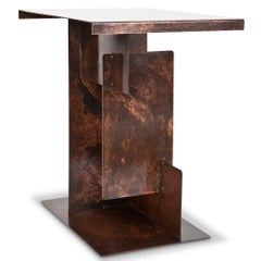 Modern, Brutalist & Bronzed Steel Puzzle Side table