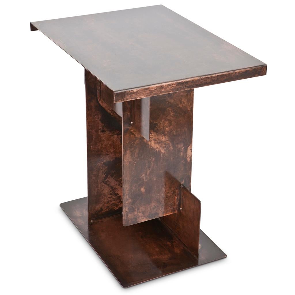 South African Modern, Brutalist & Bronzed Steel Puzzle Side table For Sale
