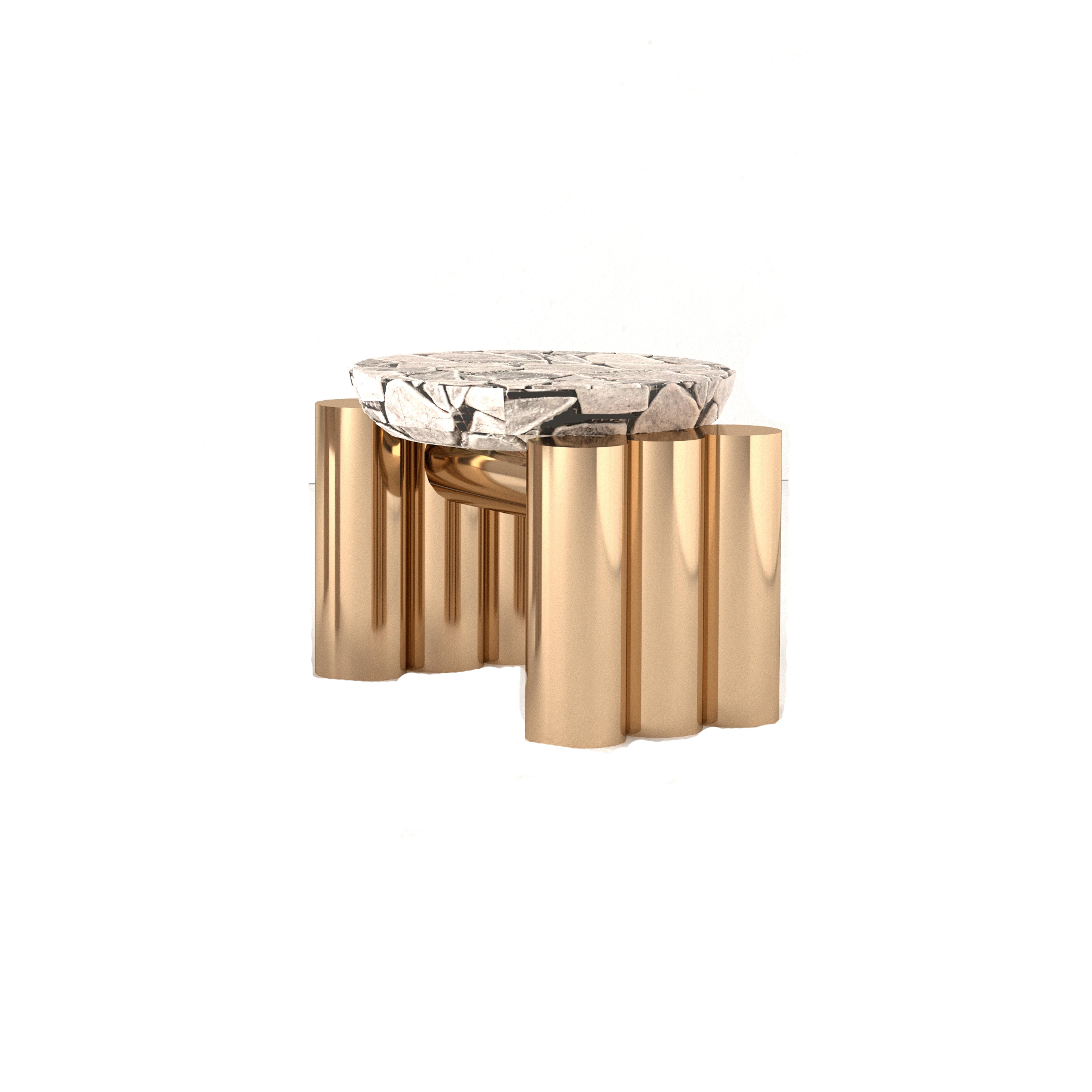 Modern Polished Brass Side Table Cluster Rock by Alter Ego Studio In New Condition For Sale In Porto, PT