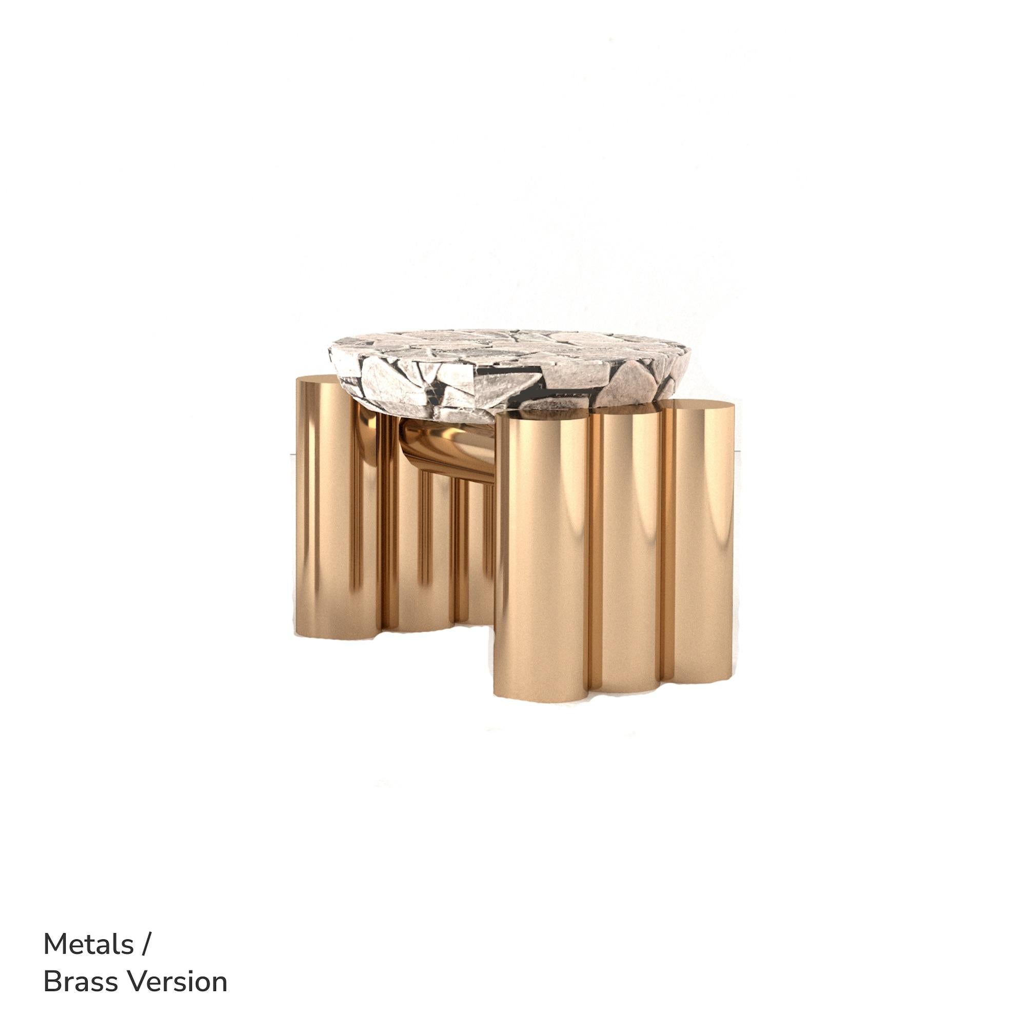 Modern Polished Brass Side Table Cluster Rock by Alter Ego Studio For Sale 1