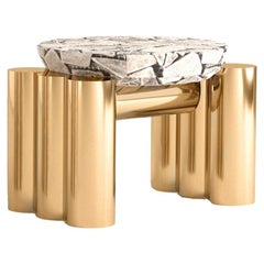 Modern Polished Brass Side Table Cluster Rock by Alter Ego Studio