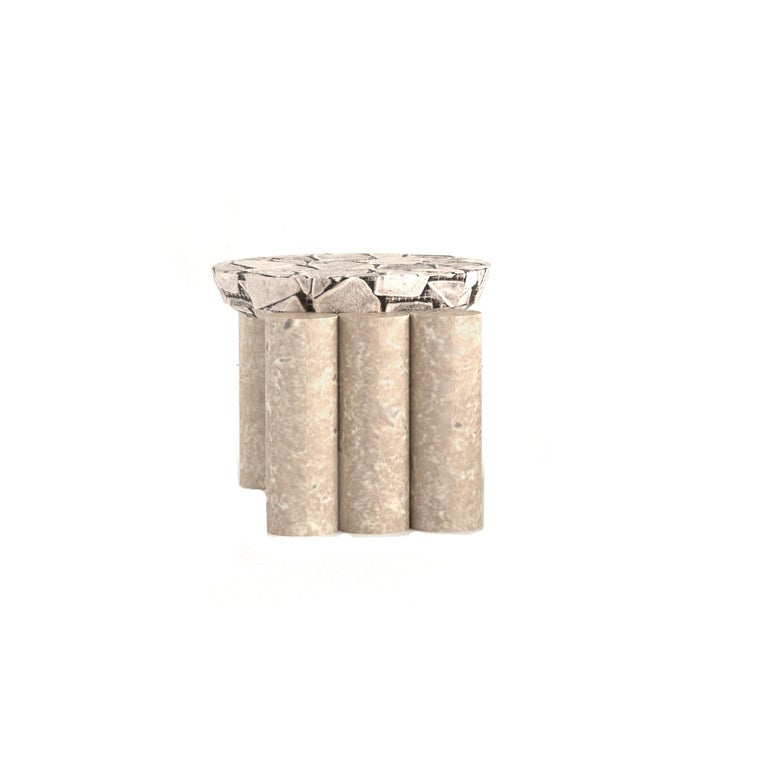 Modern Travertine Side Table Cluster Rock by Alter Ego Studio For Sale ...