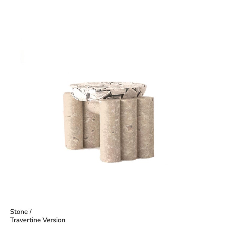 Modern Travertine Side Table Cluster Rock by Alter Ego Studio For Sale ...
