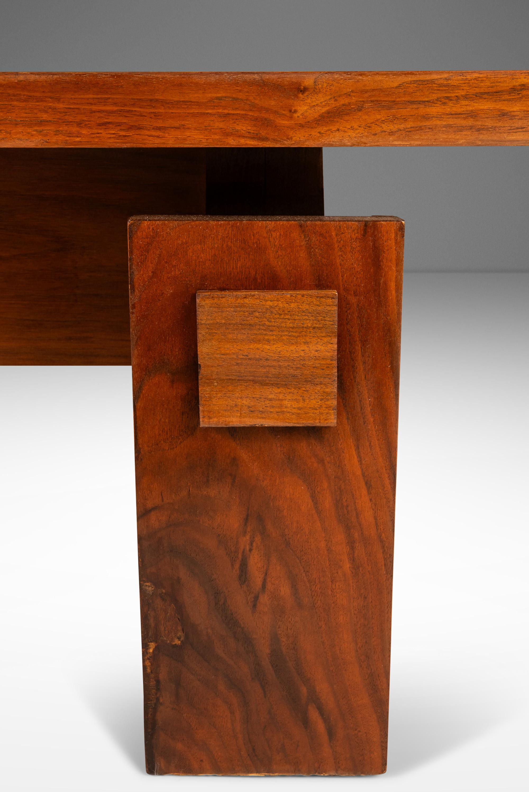 Modern Brutalist Coffee Table in Walnut with Burlwood Inlay by Lane, c. 1970's 5
