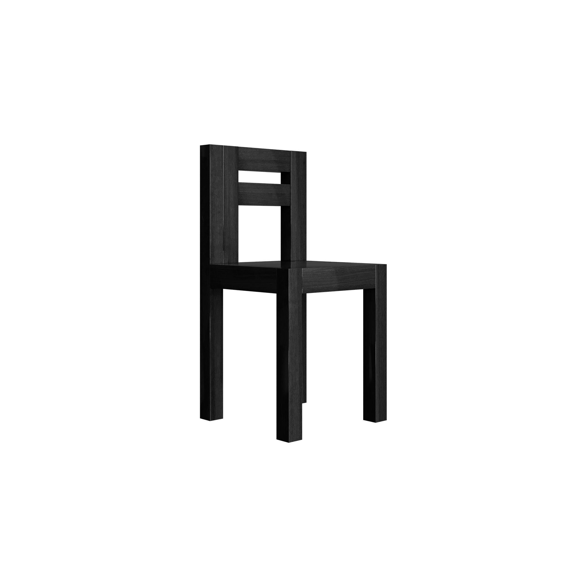 Portuguese Modern Brutalist Dining Chair Minimal Black Wenge Wood Crossed Back Seat For Sale