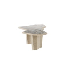 Modern Brutalist Geometrical Coffee Center Table Grey Limestone & Grigio Tundra