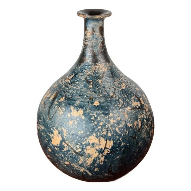 Moderne brutalistische deutsche Studio Pottery Vase von Gerhard Liebenthron, 1975 im Angebot