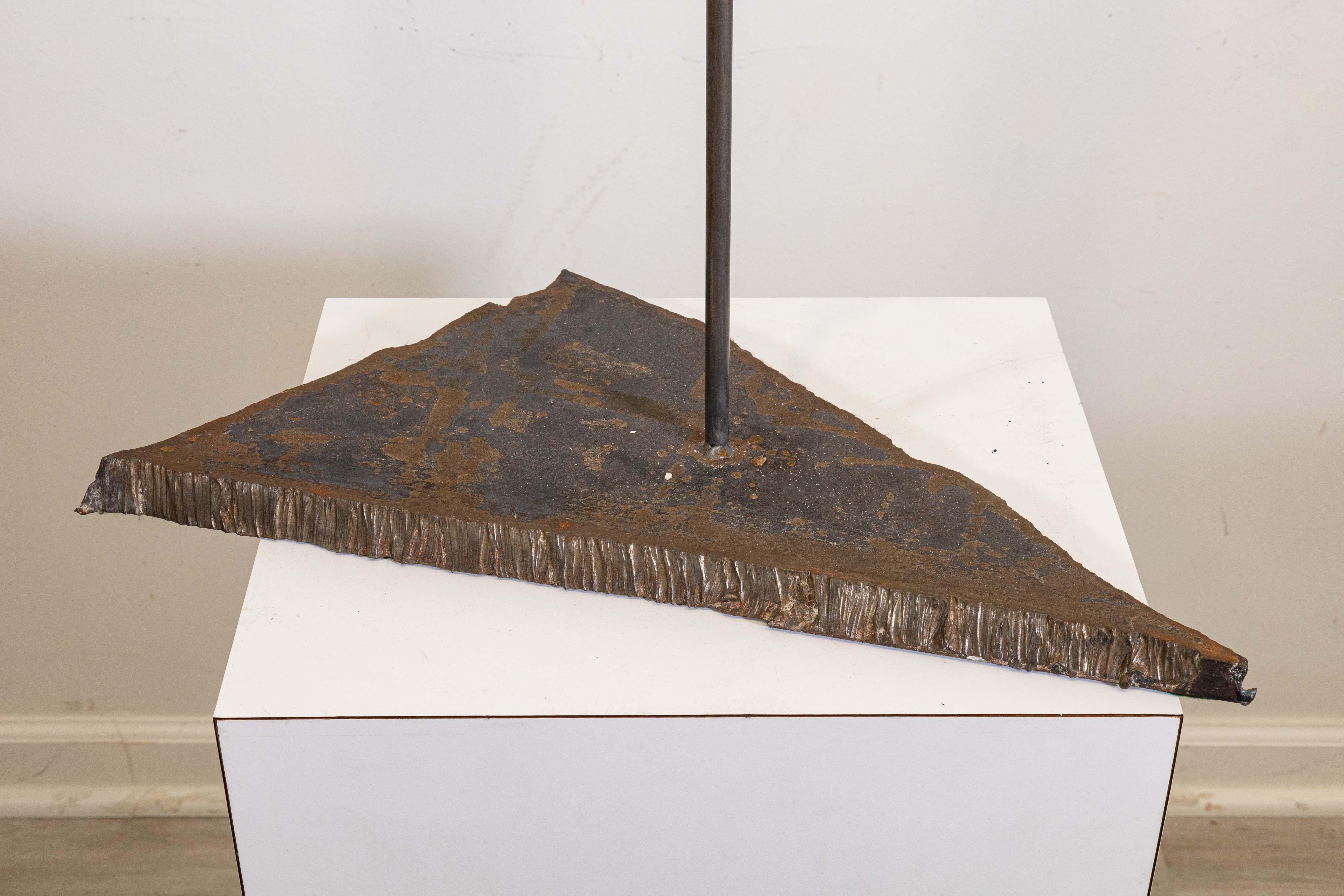 Modern Brutalist Metal and Ceramic Figure Sculpture Signed Viro For Sale 1