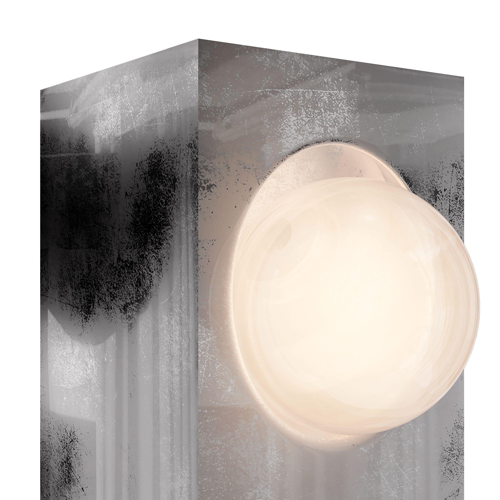 Modern Brutalist Metalic Table Lamp Geometric Silver Leaf Globe in White Glass In New Condition For Sale In Porto, PT