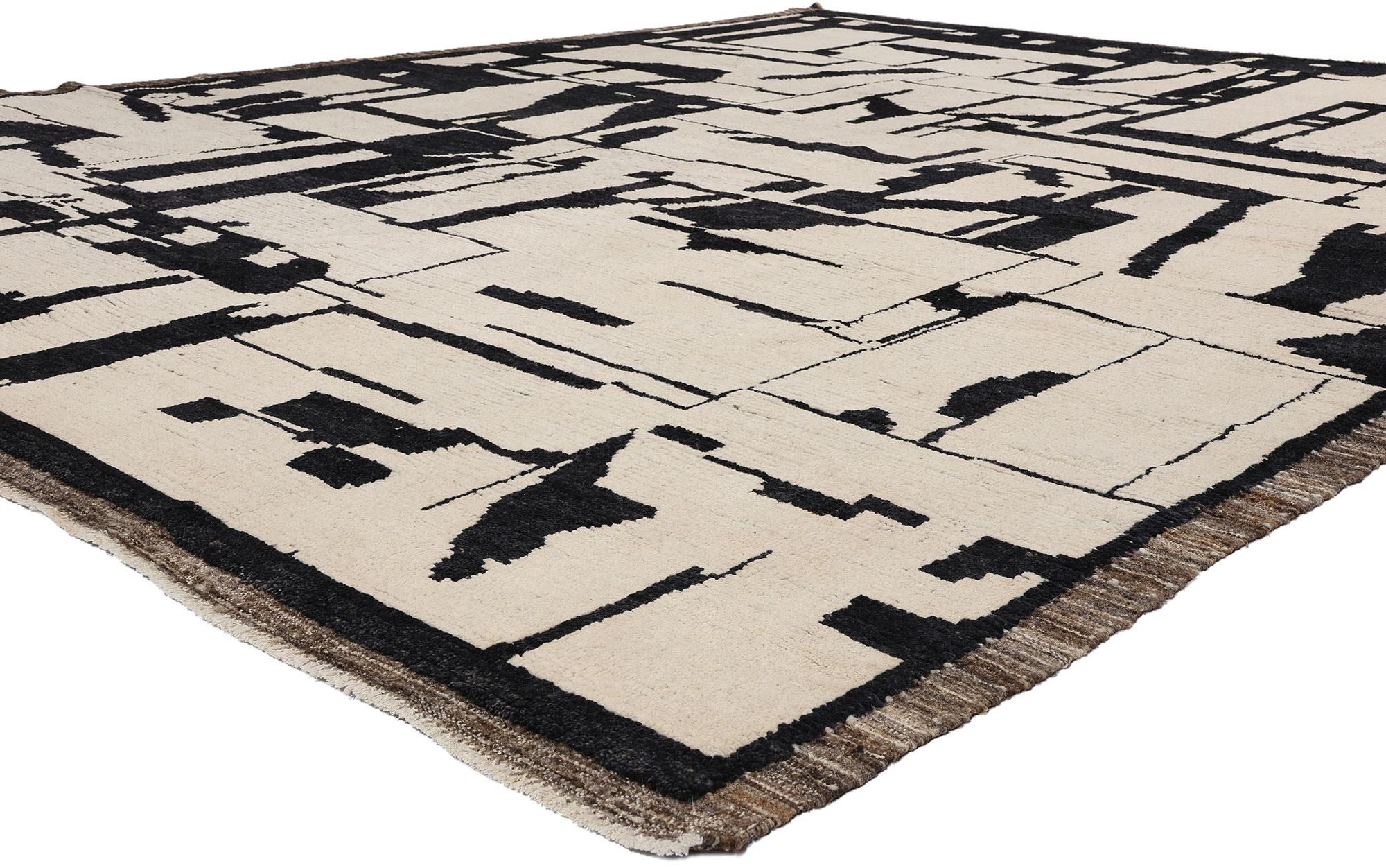 Modern Brutalist Moroccan Area Rug, Brutalism Meets Abstract Expressionism In New Condition For Sale In Dallas, TX