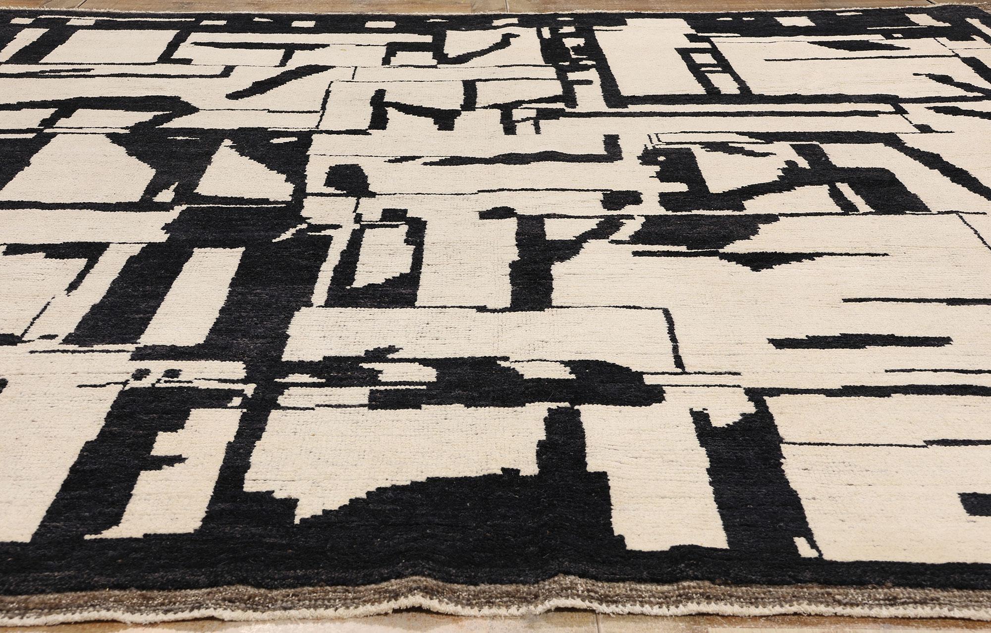 Modern Brutalist Moroccan Area Rug, Brutalism Meets Abstract Expressionism For Sale 1