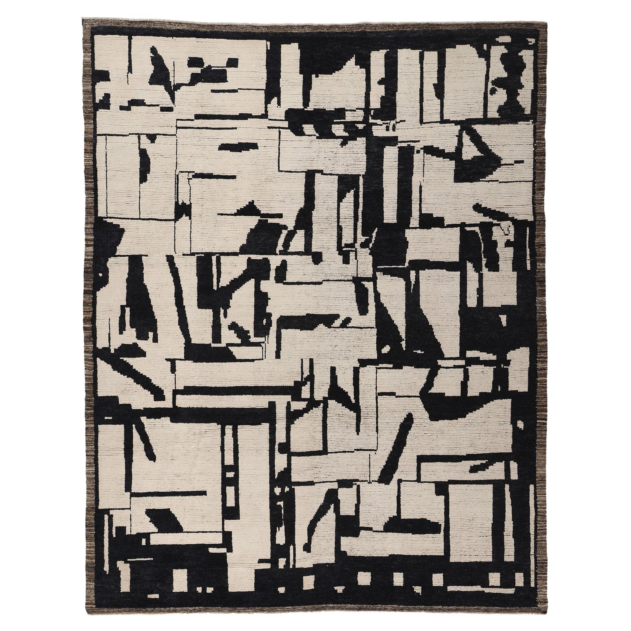 Modern Brutalist Moroccan Area Rug, Brutalism Meets Abstract Expressionism For Sale