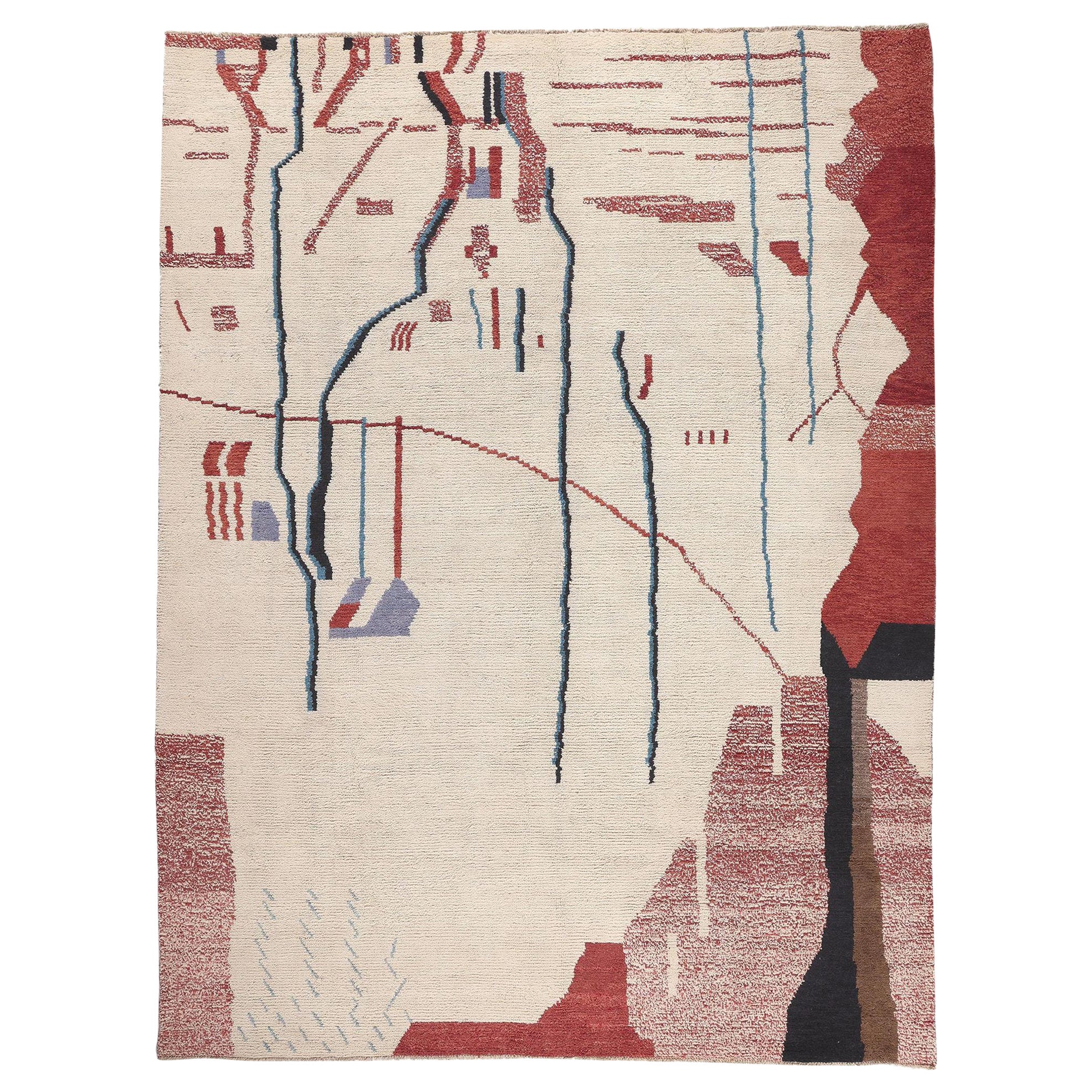 Modern Brutalist Moroccan Rug, Meet the Softer Side of Brutalism