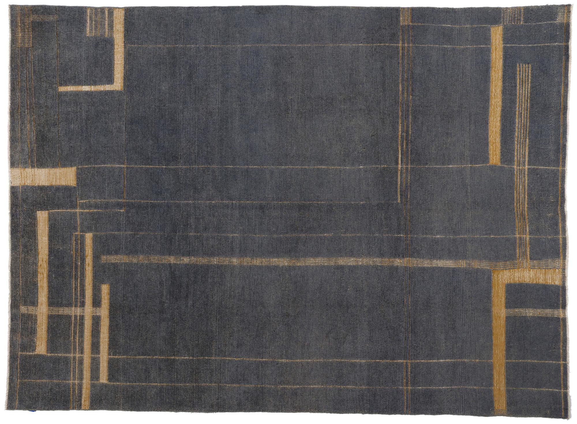 Pakistani Modern Brutalist Moroccan Rug, Minimalist Brutalism Meets Organic Modern For Sale