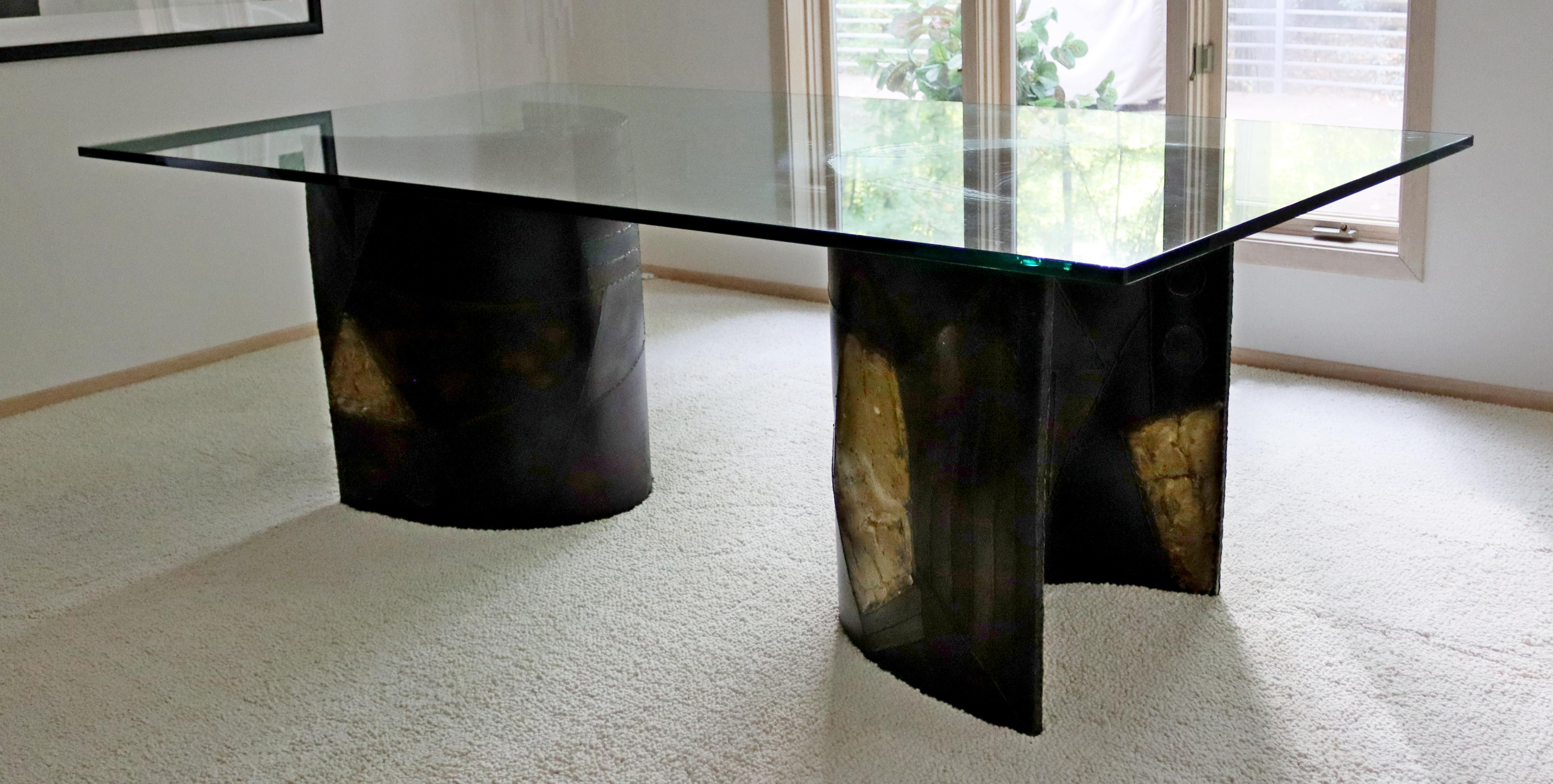 Modern Brutalist Sculptural Welded Steel & Bronze Dining Table Paul Evans 1970s For Sale 2