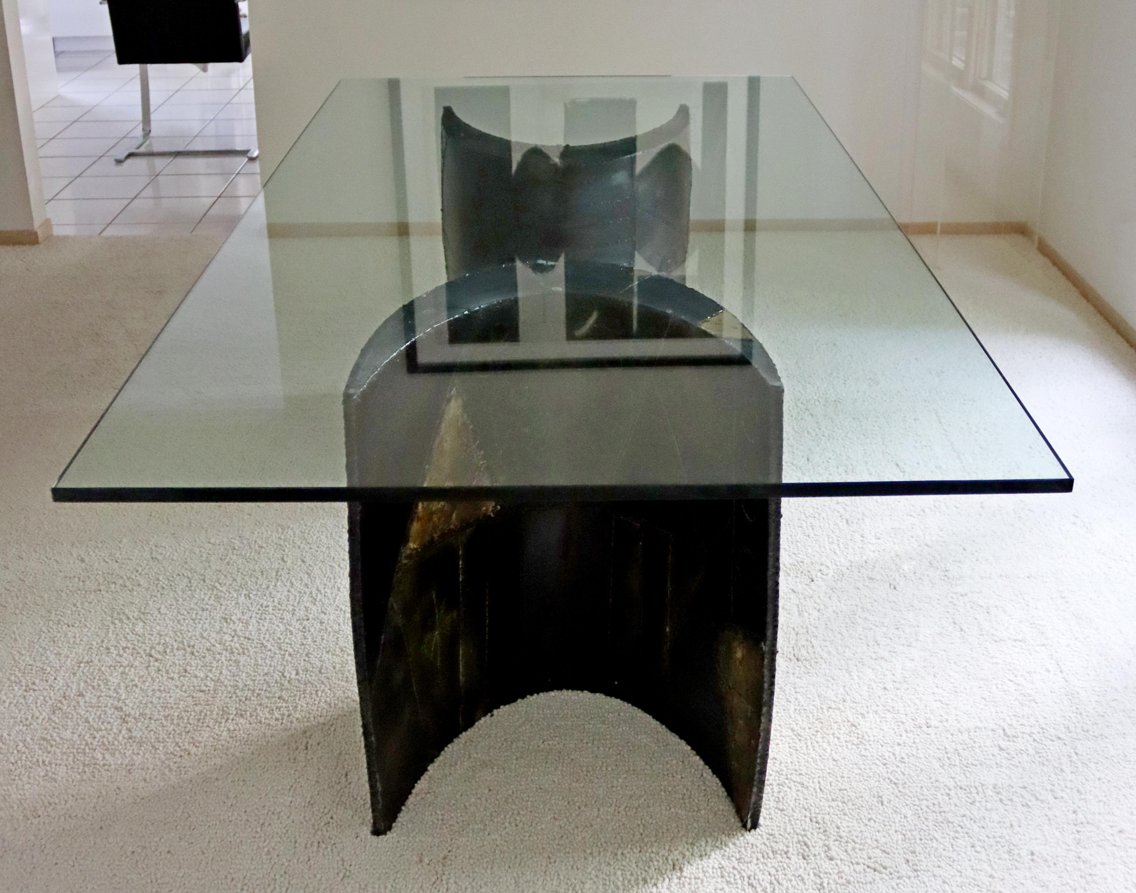 Modern Brutalist Sculptural Welded Steel & Bronze Dining Table Paul Evans 1970s For Sale 4