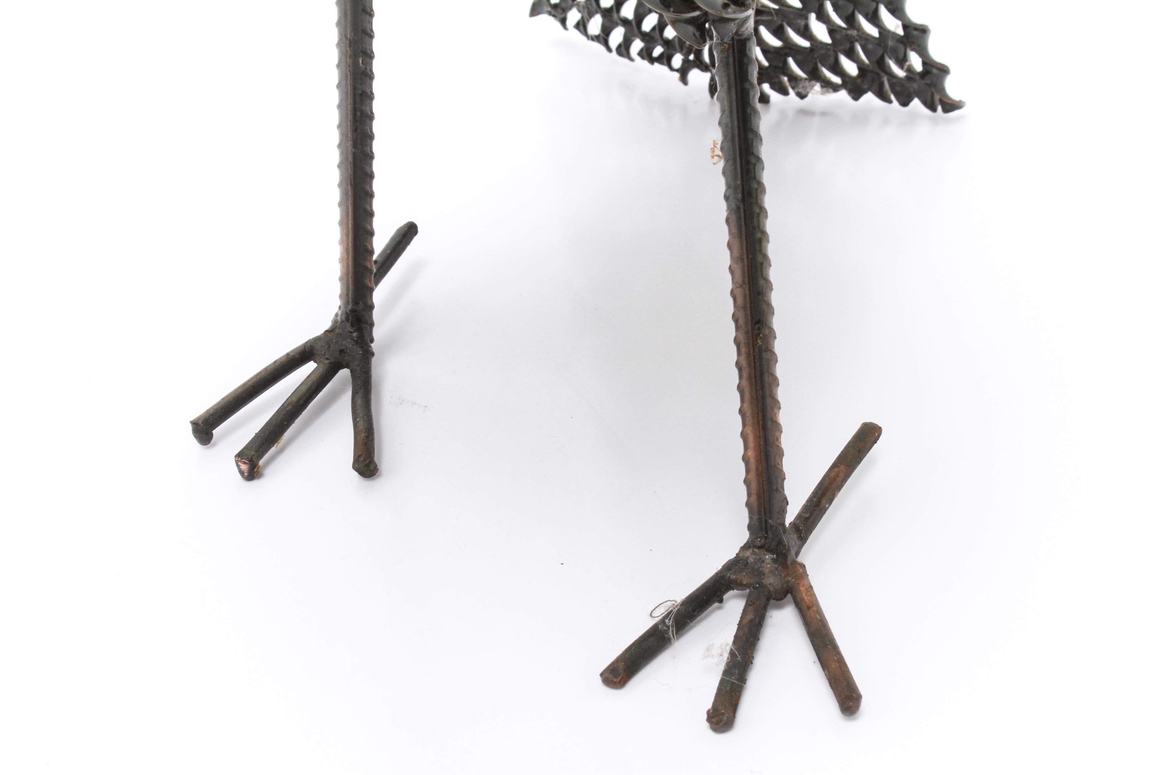 Modern Brutalist Twisted Metal Peacock Bird Sculpture 1