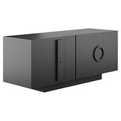 Modern Brutalist Wood Sideboard 2 Doors & 1 Drawers Black Mate Lacquer
