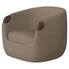 Modern Bubble Armchair in Brown Boucle and Walnut